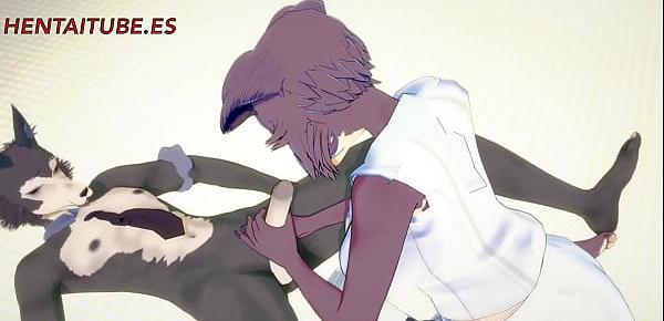  Beastars Furry Yiff Hentai - Legosi x Juno Jerk off, Boobjob and Anal with cum in her Tits and Ass